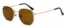 Óculos de Sol Masculinos Hexagonais NOVOS Óculos de Sol Femininos Armação de Metal Óculos de Pesca Dourados Chá Lentes de Sol Homem Óculos UV400