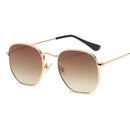 Óculos de Sol Masculinos Hexagonais NOVOS Óculos de Sol Femininos Armação de Metal Óculos de Pesca Dourados Chá Lentes de Sol Homem Óculos UV400