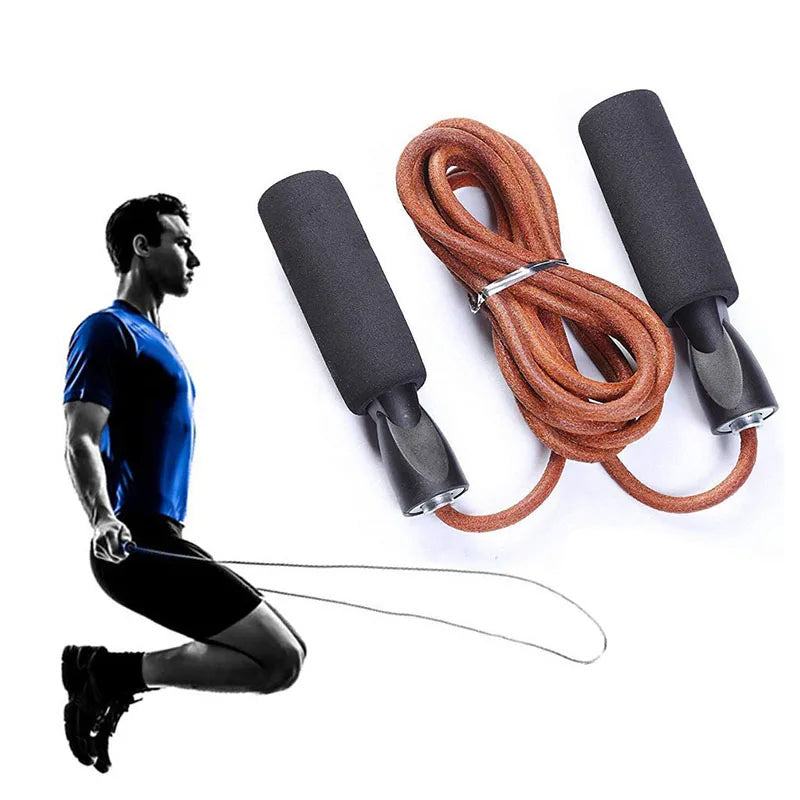 Corda de Pular de Couro para Mulheres e Homens Pular Cordas Ajustável Comprimento Treinamento de Velocidade Exercício Aeróbico Fitness