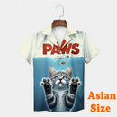 Camisas Havaianas de Gato Engraçado Impressas em 3D para Homens, Camisas de Lapela Estilo Grafite Hip Hop, Camiseta com Padrão Retrô de Ondas Japonesas