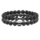 Pulseiras Masculinas de Terapia de Saúde com Energia, Proteção à Saúde, Hematita, Halteres, Pedras Naturais, Pulseiras de Ímã, Presentes