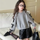 Moletom Infantil Menina com Capuz e Laço, Manga Longa, Roupas para Meninas, Outono e Primavera