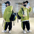 Conjunto de Moletom Masculino 2025 Novo Outono Primavera Casual Roupas Elegantes para Crianças Adolescentes Tendências com Capuz Top e Calças 2 Peças