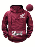 Moletom com Capuz Honda Logo Motorcycle Masculino Moletom Honda com Zíper Superior Roupas Externas de Outono e Inverno