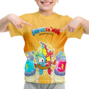 Camiseta Padrão 3D SuperThings Infantil Camiseta O-neck Manga Curta Roupas Meninas Casual Camiseta Tops Primavera Verão Roupas Infantis