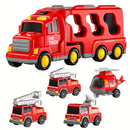 Brinquedo policial 5 em 1 de dupla camada com ação inercial, caminhão de transporte para crianças com fricção, luzes e música