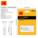 KODAK Pen Drives USB Pendrive K182 32GB 64GB 128GB 256GB CLE USB 2.0 Disco Flash Mini Memory Stick