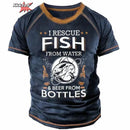 Camiseta Masculina Oversized de Manga Curta com Estampa 3D de Pesca Roupas de Pesca ao Ar Livre Top de Manga Curta