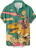 Camiseta Masculina Engraçada com Gato de Desenho Animado 3D Estampado Para Homens Camisetas Estampadas de Dinossauro Engraçadas Moda Nova Roupas Casuais Oversized Masculinas