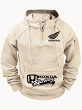 Moletom com Capuz Honda Logo Motorcycle Masculino Moletom Honda com Zíper Superior Roupas Externas de Outono e Inverno