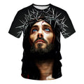 Camiseta Masculina Estampada 3D com Cruz de Jesus Cristo - Design Clássico, Casual, Mangas Curtas, Estilo Street Fashion, Oversized, Solta