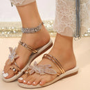 Chinelos Femininos de Verão Sandálias com Glitter Chinelos Antiderrapantes Chinelo de Dedo Folha de Bordo Calçados de Praia Fashion Chinelos Rasteiros para Exterior 2025