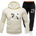 O moletom com capuz é um conjunto masculino para a Primavera de 2025 e um conjunto feminino para roupas esportivas femininas, com capuz e calças de moletom.