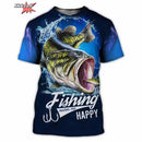 Camiseta Masculina Oversized de Manga Curta com Estampa 3D de Pesca Roupas de Pesca ao Ar Livre Top de Manga Curta