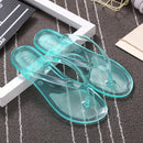 Novo Chinelo de Praia de Verão Feminino Transparente Flat Sandália Rasteira Sapato de Gel Cor Lisa Chinelo Feminino Slides para Mulheres