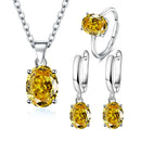 Conjuntos de Joias em Prata 925 Elegantes Anel Brincos Colar Feminino Acessórios para Casamento Noiva e Noivado