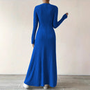 Vestidos Femininos Roupas Femininas Novo Vestido Longo de Manga Longa com Decote em V Tricotado para Mulheres Vestidos Longos Elegantes de Festa Roupas Góticas 2025