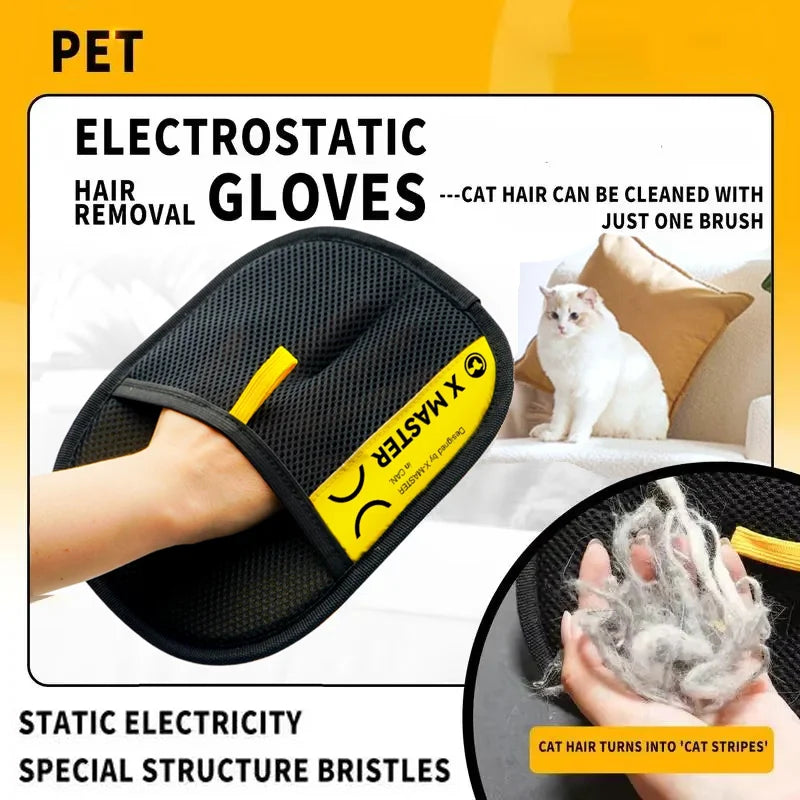 Luvas Removedoras de Pelos de Animais Eletrostáticas para Gatos e Cães, Luva de Higiene Reutilizável Lavável com Rolo de Pelos 2 em 1 - Seguro e Não T