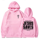 Moletom Jesus Salva João 3:16-17: Blusa de Manga Longa com Versículo Bíblico Cristão para Homens e Mulheres, Roupas de Inverno Confortáveis com Bolso e Estampa Gráfica