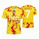 Camiseta de Futebol AI Ronaldo Nº 7 Camiseta Esportiva Masculina Impressão 3D Outono Secagem Rápida Camiseta Masculina Roupas Infantis Camiseta Feminina