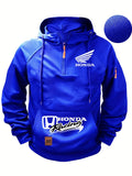 Moletom com Capuz Honda Logo Motorcycle Masculino Moletom Honda com Zíper Superior Roupas Externas de Outono e Inverno