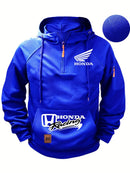 Moletom com Capuz Honda Logo Motorcycle Masculino Moletom Honda com Zíper Superior Roupas Externas de Outono e Inverno