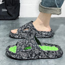 Chinelos Masculinos Sapatos de Verão Sandálias Estampadas Tendência Antiderrapante Slides Femininos Chinelo de Casal Moda Massagem Calçados de Praia