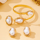 Conjunto de Joias Femininas, Pulseira, Anel e Brincos em Estilo Barroco Fashion, Adequado para Uso Diário, Festas e como Presente