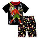 Camiseta de Futebol Infantil de Verão CR7 para Meninos e Meninas, Fantasia No.7, Conjunto de Pijama com Camiseta + Calça, Futebol Ronaldo CR7 Impressão, Roupas Infantis, Presentes
