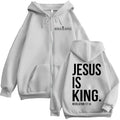 Moletom com Zíper Jesus É Rei Bíblia Cristã Masculino e Feminino Moda Harajuku Casaco com Zíper Fleece Casual