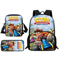 Mochilas Infantis Cartoon Crash Bandicoots Bolsa de Ombro Estojo de Lápis Mochilas Escolares de Grande Capacidade para Meninos e Meninas Melhor Presente