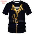 Camiseta de Cosplay 3D Impressa para Homens Conjunto Falso Camisetas com Estampa de Pirata Verão Rua Casual Manga Curta Tops Soltos com Gola Redonda