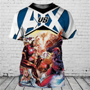 Camiseta 3D masculina da moda com estampa de personagem de desenho animado popular, verão, manga curta, solta e chamativa