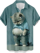 Camiseta Masculina Engraçada com Gato de Desenho Animado 3D Estampado Para Homens Camisetas Estampadas de Dinossauro Engraçadas Moda Nova Roupas Casuais Oversized Masculinas