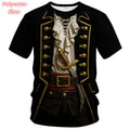 Camiseta de Cosplay 3D Impressa para Homens Conjunto Falso Camisetas com Estampa de Pirata Verão Rua Casual Manga Curta Tops Soltos com Gola Redonda