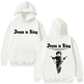 Moletom Masculino Plus Size 'Jesus Is King' Estampado, Religioso, Casual, Streetwear, Estilo Gótico Harajuku, Manga Longa, Malha de Inverno