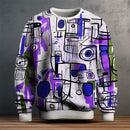 Moletom Masculino Pulôver com Estampa de Grafite Arte Gráfica 3D Manga Longa Top O-Neck Casual Streetwear
