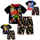 Camiseta de Futebol Infantil de Verão CR7 para Meninos e Meninas, Fantasia No.7, Conjunto de Pijama com Camiseta + Calça, Futebol Ronaldo CR7 Impressão, Roupas Infantis, Presentes