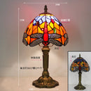 Table Lamp 8 Inches Stained Glass Bedside Lamp Red Rose Desk Reading Light Bedroom Living Room Home Office