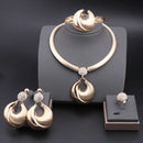 Conjunto de Joias Dubai para Mulheres Banho de Prata Colar de Luxo Brincos Pulseira e Anel Conjunto de Joias para Casamento Festa Tendência