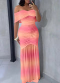 Vestidos para Mulheres 2025 Elegante Sexy Ombro a Ombro Franzido Cintura Marcada Vestido de Festa de Ajuste Fino Cauda de Sereia