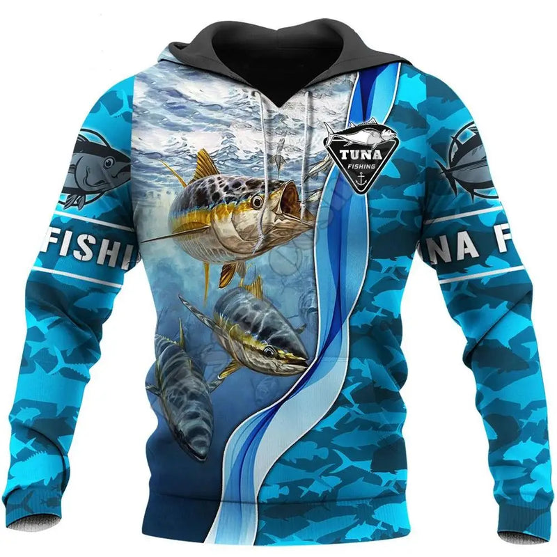 Moletom Masculino com Estampa de Padrão de Pesca de Atum Impresso em 3D Harajuku Estilo Rua Unissex Casual Pulôver Jaqueta de Outono Essencial Roupas Esportivas