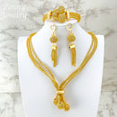 Conjunto de Joias Exquisitas para Uso Diário para Mulheres Colar Brincos Pulseira Joias Banhadas a Ouro de Dubai para Banquete Festa Presente de Casamento