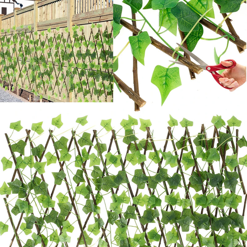 Cerca de Privacidade de Folha Artificial Cerca de Plantas Artificiais Treliça de Hera Cerca de Arbustos Expansível Tela de Triagem Parede Decorativa de Jardim Prédios