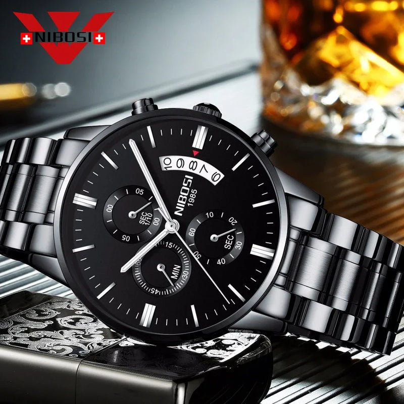 Relógio Masculino NIBOSI Marca Top Moda Relógios Relógio Militar Masculino Quartz Pulseira À Prova D'Água Venda Popular Relógio Esportivo Masculino
