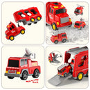 Brinquedo policial 5 em 1 de dupla camada com ação inercial, caminhão de transporte para crianças com fricção, luzes e música