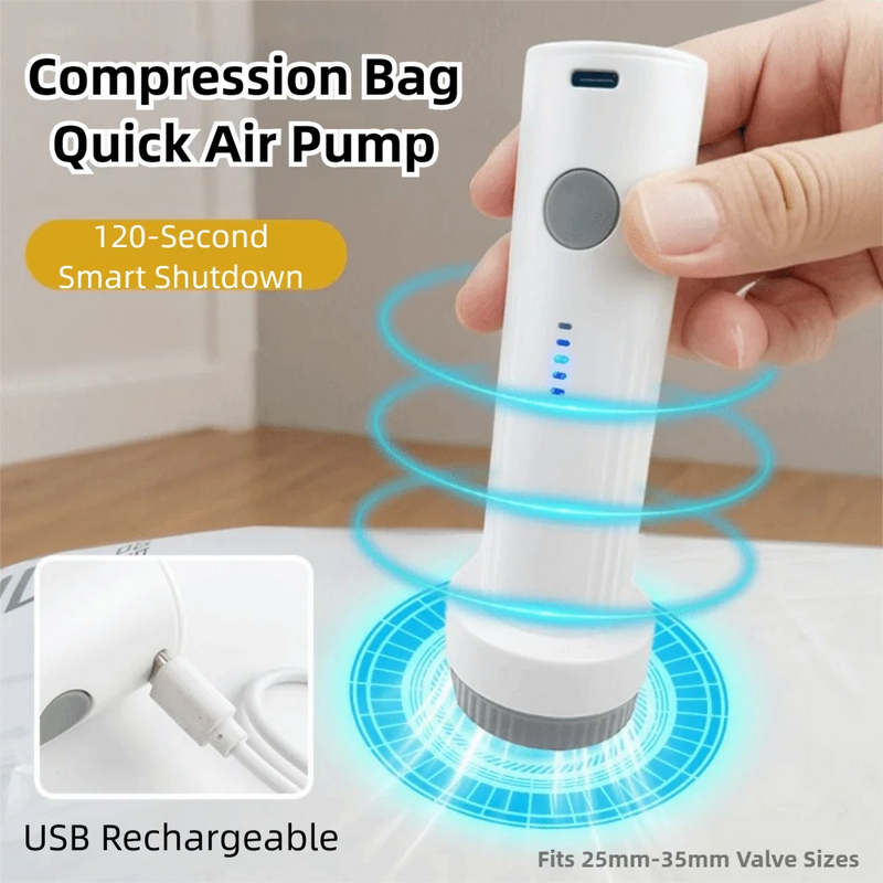 Nova Bomba Elétrica Recarregável Portátil para Vácuo, Baixo Ruído, Bomba de Ar para Sacos Comprimidos, Mini, Leve, Seladora a Vácuo de Roupas para Viagem