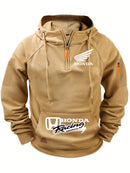Moletom com Capuz Honda Logo Motorcycle Masculino Moletom Honda com Zíper Superior Roupas Externas de Outono e Inverno