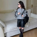 Moletom Infantil Menina com Capuz e Laço, Manga Longa, Roupas para Meninas, Outono e Primavera