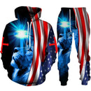 Conjunto de Duas Peças Bíblia Cristã Fé em Jesus Deus Moletom/Suíte Masculino Estampa 3D de Leão Roupa de Rua Legal Roupas de Casal Conjunto de Moletom para Corrida